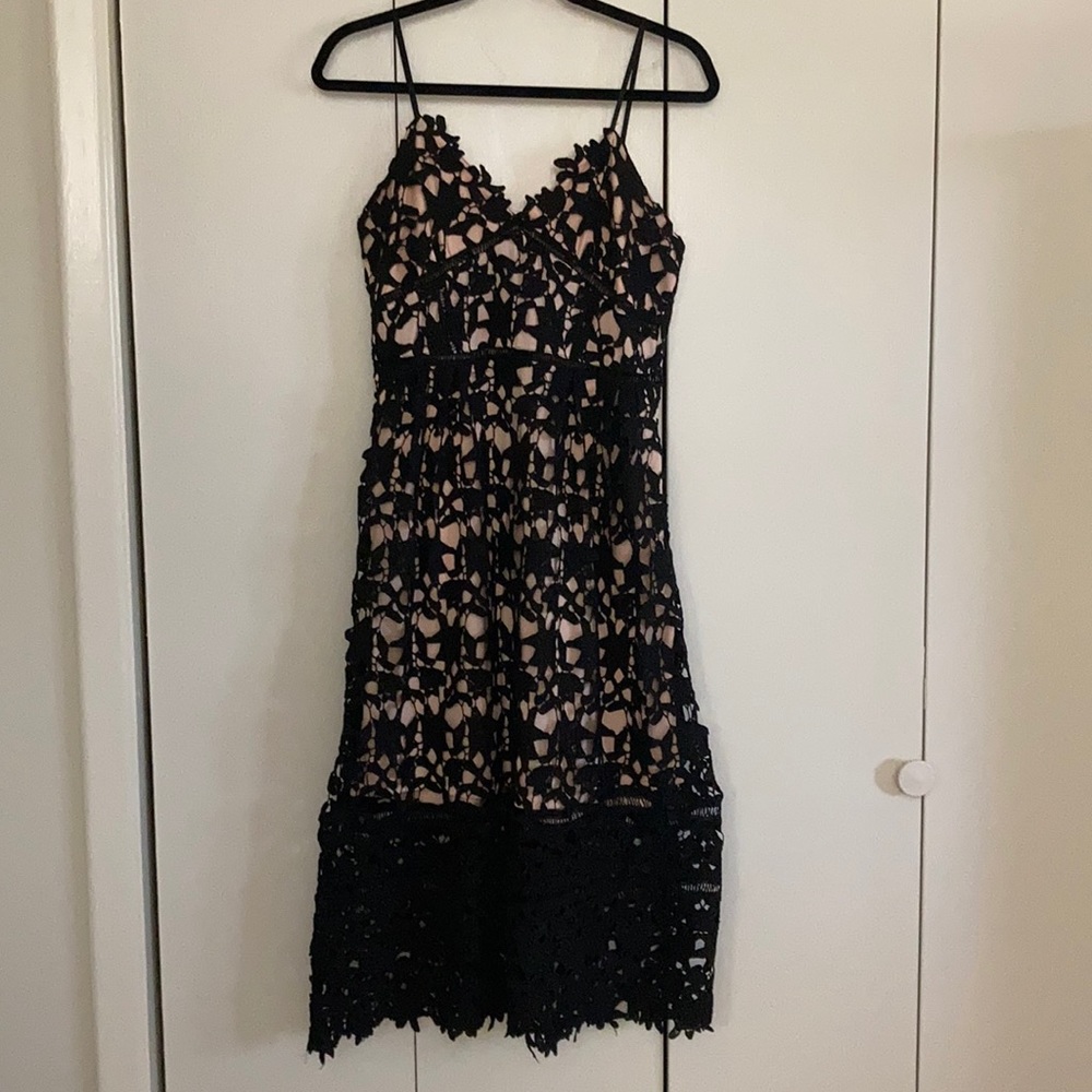 Black lace tea length dress